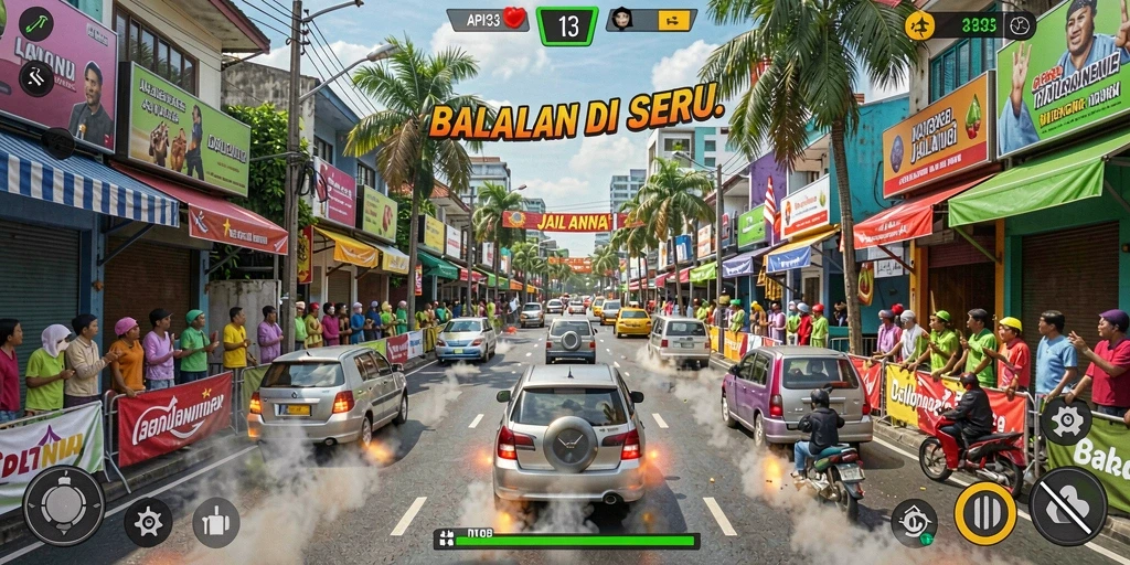 Tampilan gameplay seru di API33 dengan balapan yang mendebarkan.