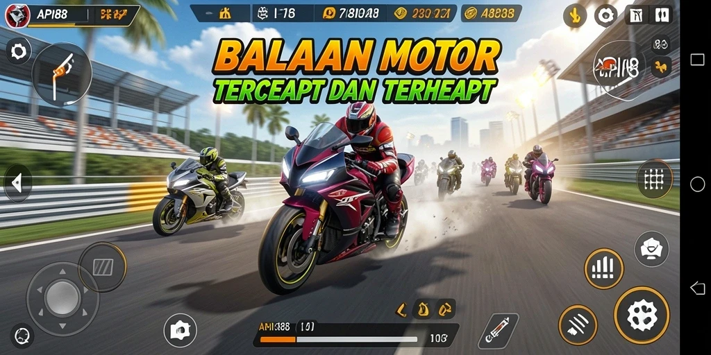 Screenshot gameplay API88 menunjukkan balapan motor yang seru dan cepat.