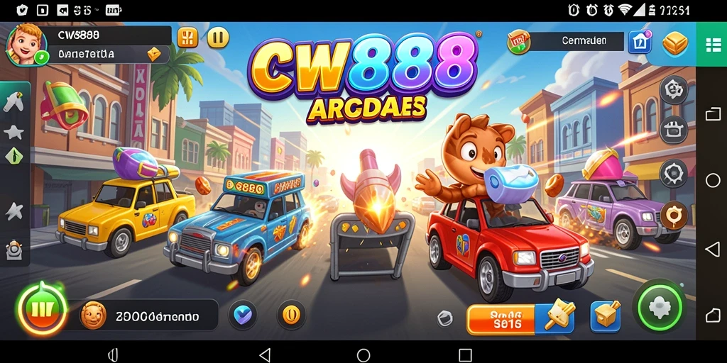 Screenshot gameplay CW8888 menampilkan aksi seru dalam level arcade.