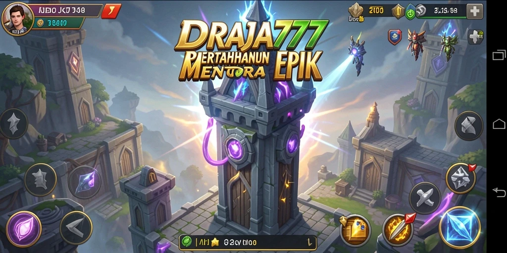 Screenshot DRAJA777 menampilkan aksi pertahanan menara yang mendebarkan.