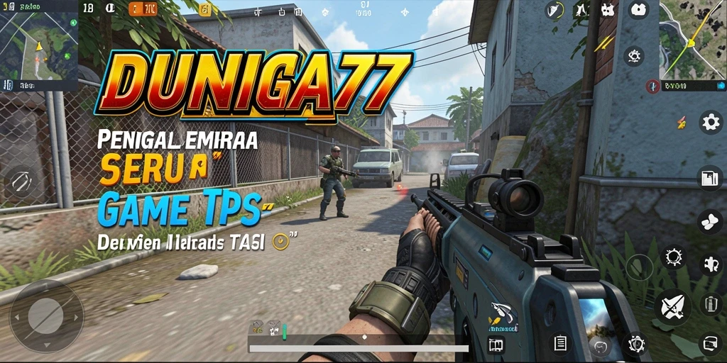 Tampilan aksi seru dari gameplay DUNIA77 dalam pertempuran TPS.