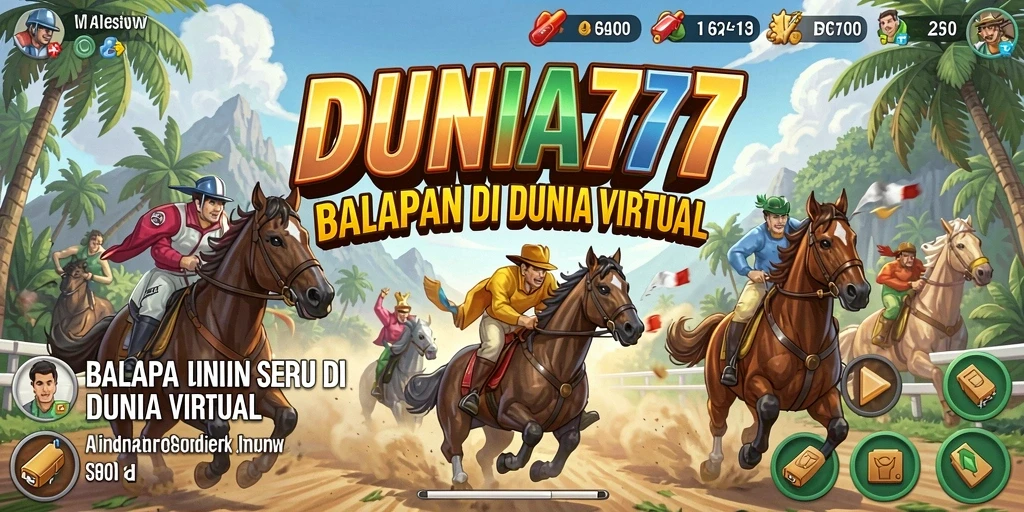 Tangkapan layar utama DUNIA777 menunjukkan aksi balapan yang mendebarkan.