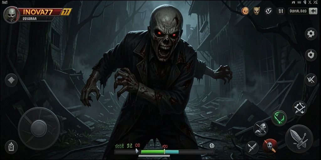 Gameplay menegangkan di INOVA77 dengan suasana horor yang mencekam.