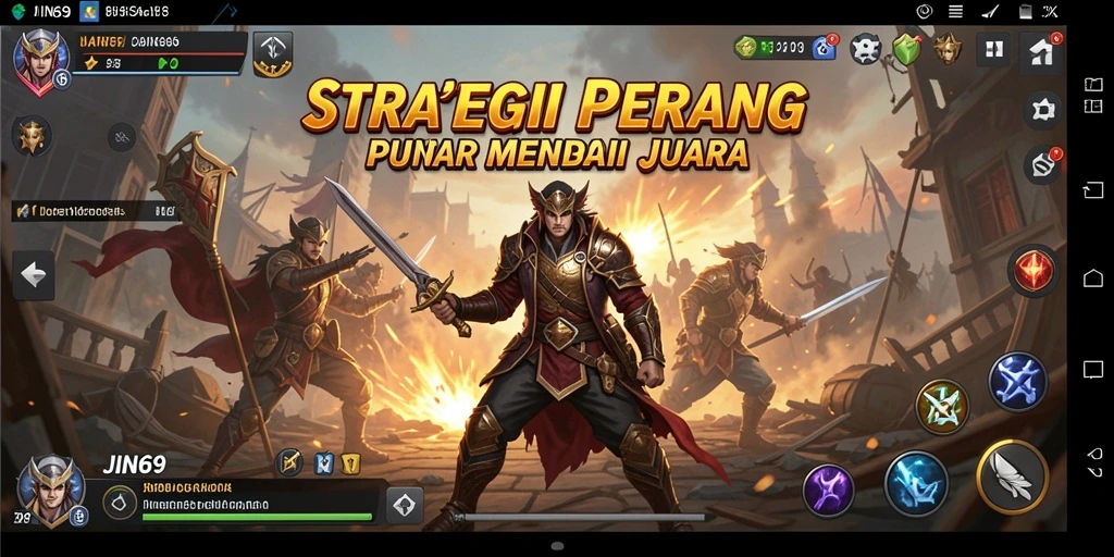 Tampilan gameplay JIN69 dengan pertempuran strategis yang seru.