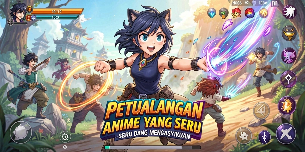 Screenshot gameplay N06 menampilkan aksi karakter anime yang mendebarkan.