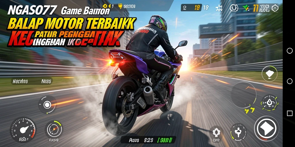 Tampilan seru dari gameplay balap motor NGASO77.