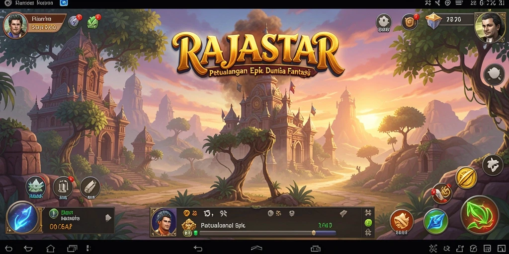 Tampilan gameplay RAJASTAR yang menampilkan karakter dalam pertempuran epik.