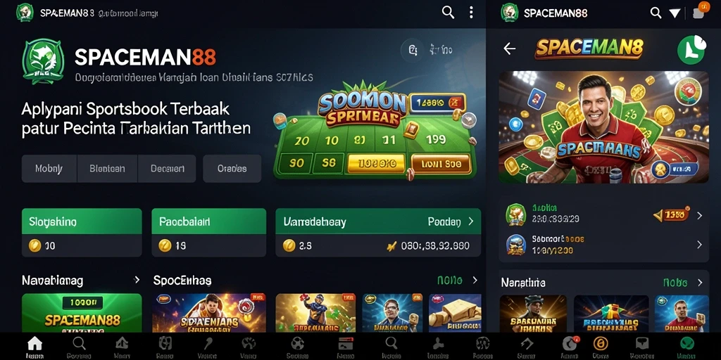 Tampilan gameplay menarik dari SPACEMAN88 di aplikasi Sportsbook.
