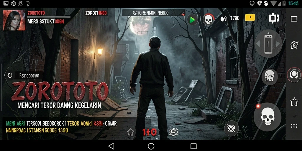 Gameplay menakutkan dalam ZOROTOTO dengan suasana seram.